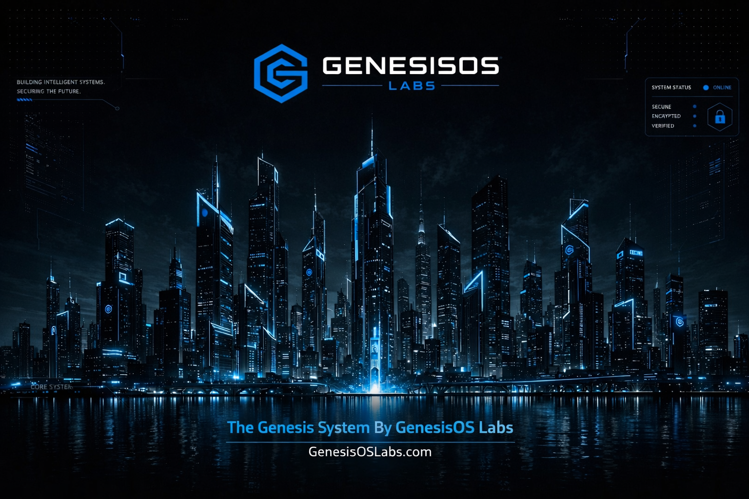 GenesisOS control center on a laptop screen